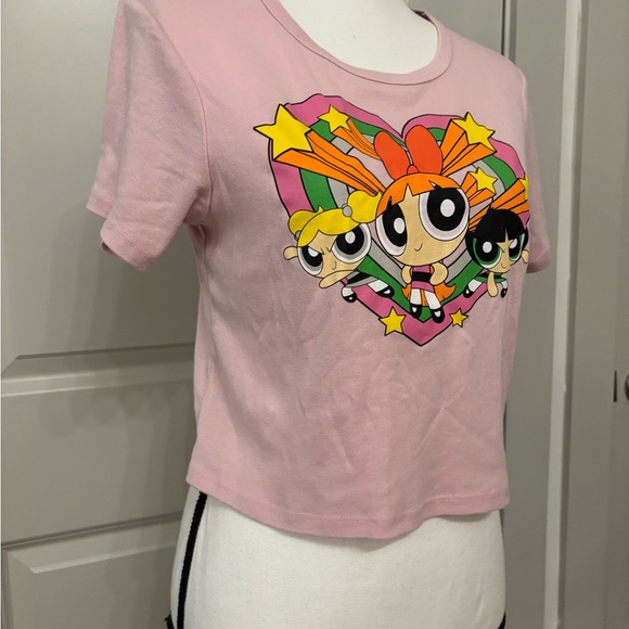 PowerPuff Girls pink graphic cropped heart tee size XL - Picture 3 of 9